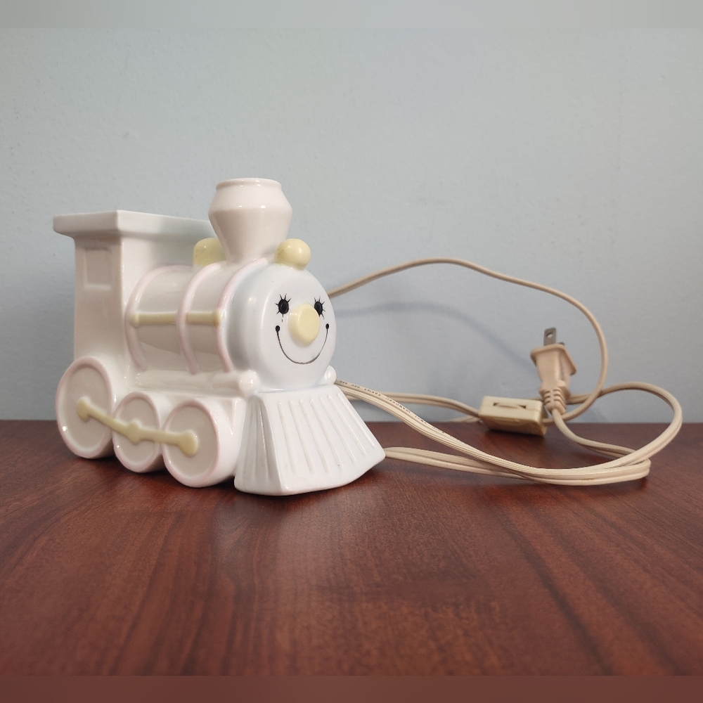 1985 Porcelain Train Nursery Figurine Enesco Vintage Pastel Colors Home Decor